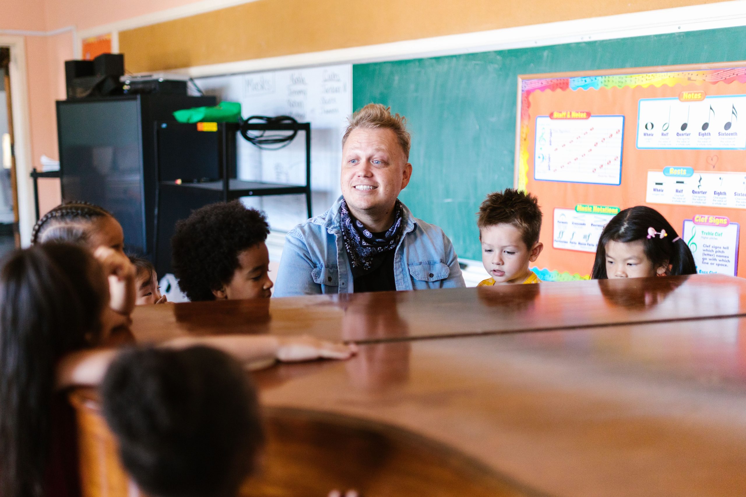 Niños disfrutando de una clase de música infantil